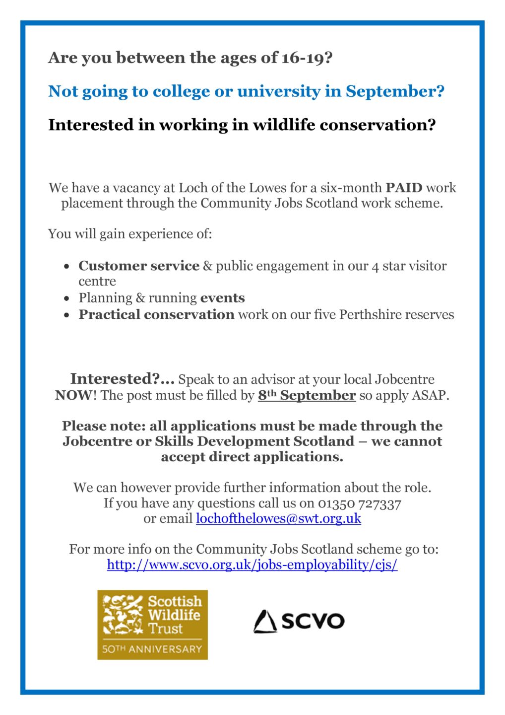 Vacancy extension - Community Jobs Scotland Assistant | Scottish