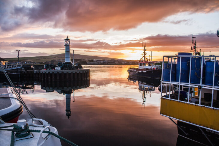 Kirkwall Harbour at sunset. © Shadowgate