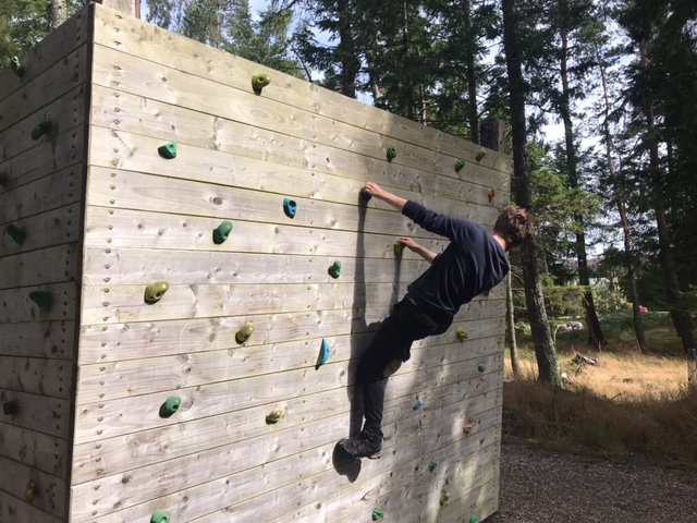 Jackson 'The Valiant' strikes again; majestically scaling a climbing wall found at Corbenic