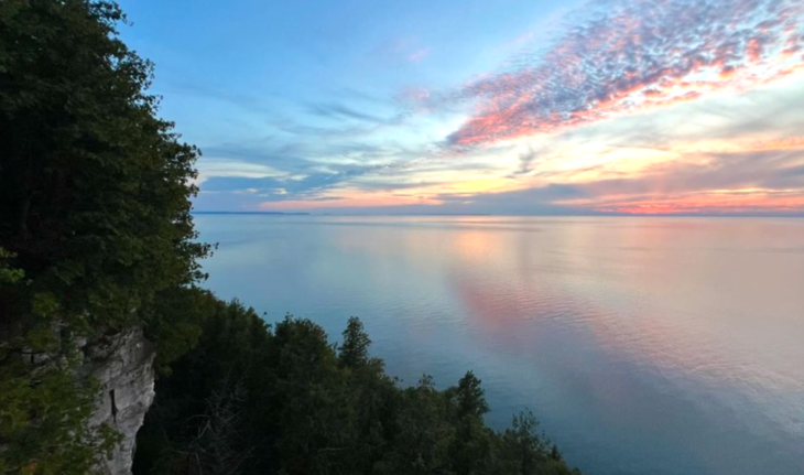 A sunrise over Lake Michigan in Wisconsin, USA.