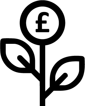 An icon of a flower with a pound sign on the head. Used as a bullet point.