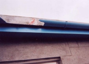 The damaged gutter