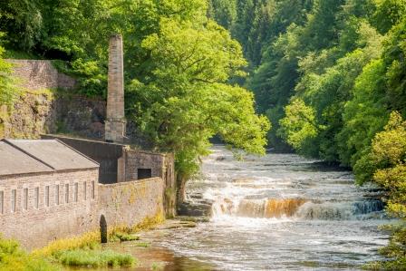 Visitor Centre (on left) and Dundaff Linn (c) Scottish Wildlife Trust